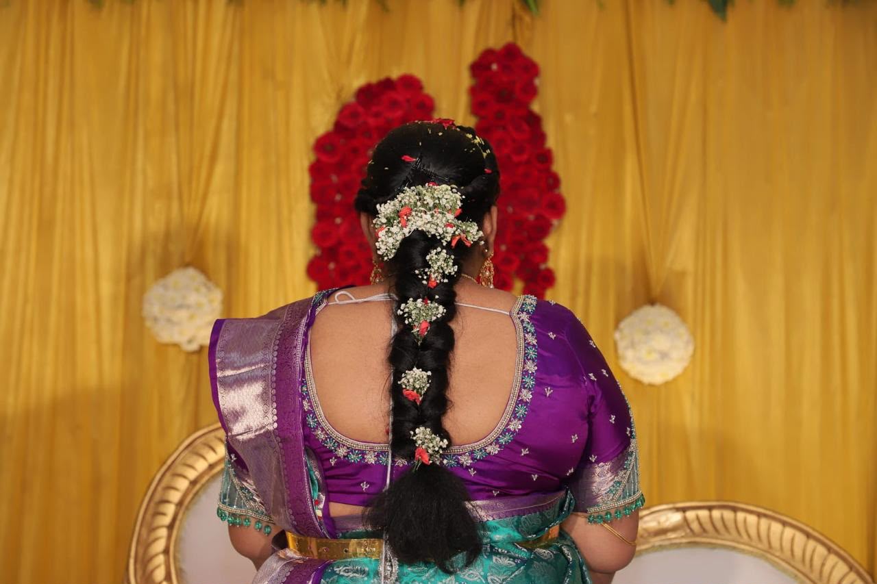 Traditional long braid and bridal hair styling