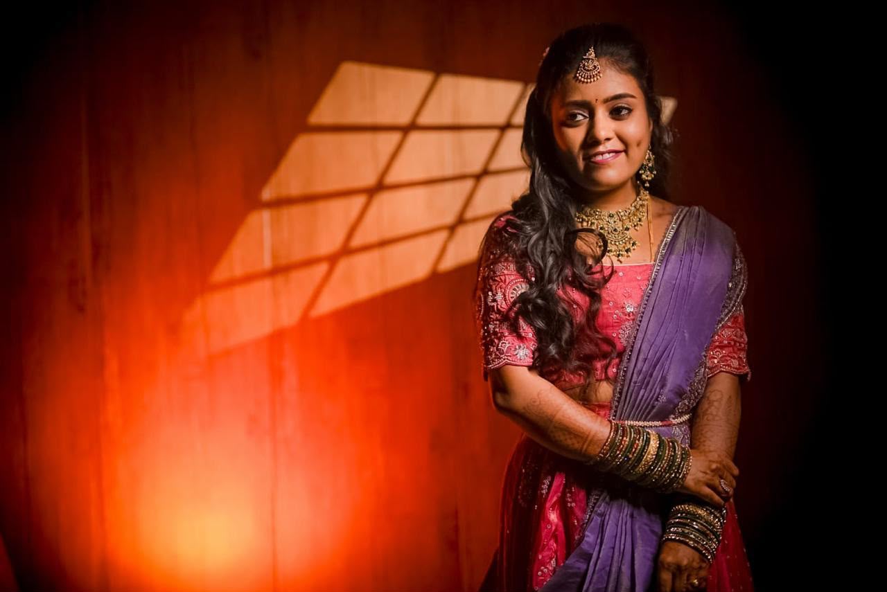 Reception and occasion makeup with long hair styling